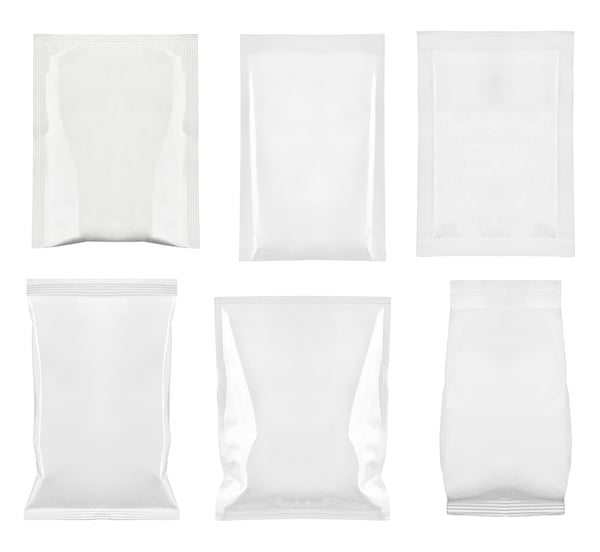 collection of  various white bag package template on white background. each one is shot separately-1