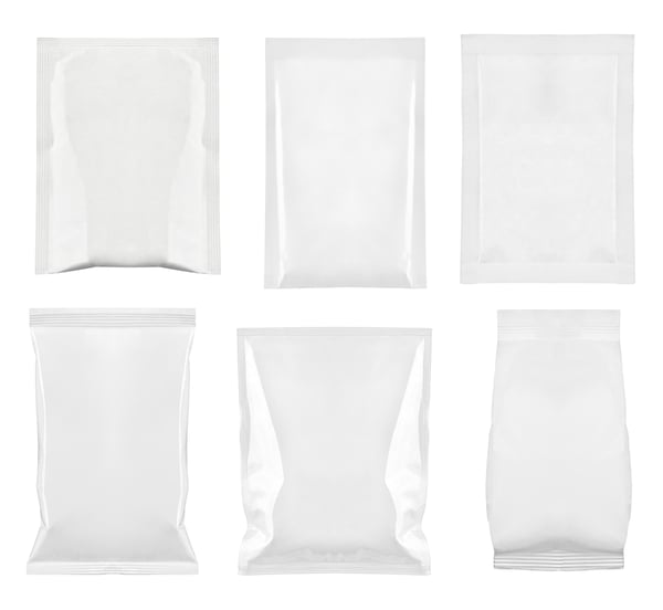 collection of various white bag package template on white background. each one is shot separately-1