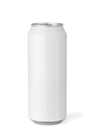 close up of  a white beer can template on white background