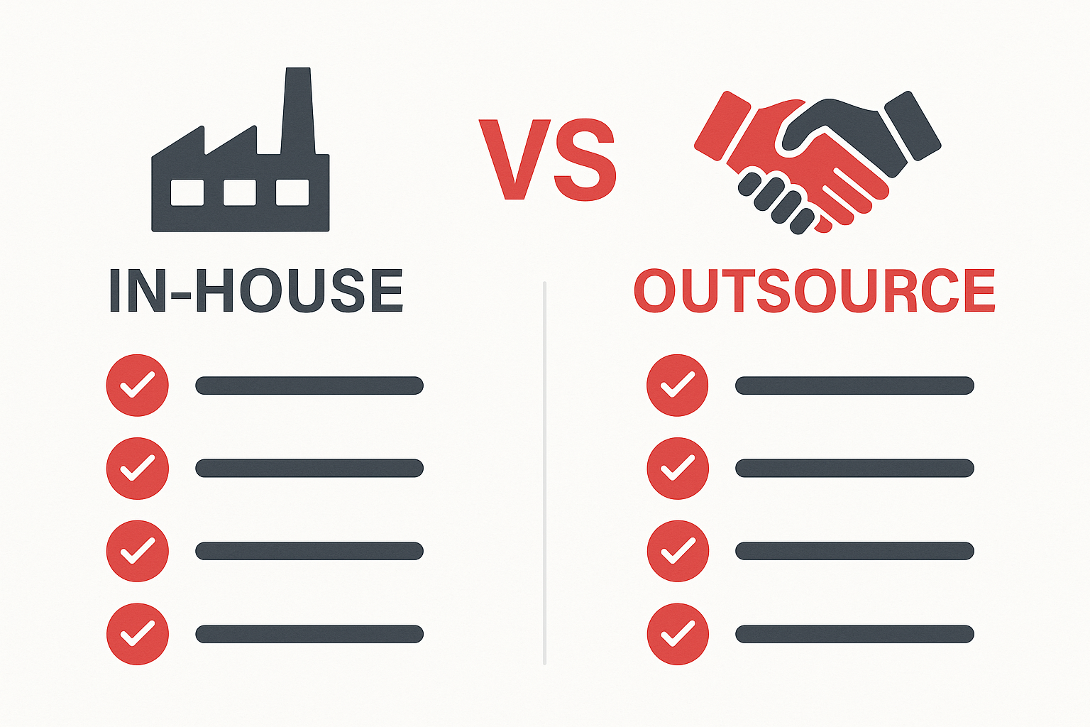 Comparison chart showing when in-house variety pack assembly makes sense versus when to outsource to contract packager