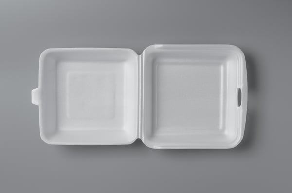 Single use plastic and Styrofoam food containers ready for take